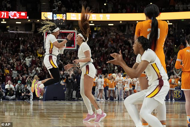 Cardoso was mobbed by her cheerful teammates as she hit her first-ever three-pointer