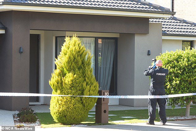 Police established two crime scenes, one on Mount Pollock Road and another 82km away at a residential address in Mirka Wat in Point Cook, Melbourne (pictured)