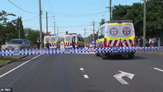 A crime scene has been marked at the house and part of the street has been closed (photo)