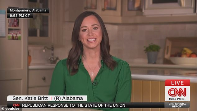 Alabama Senator Katie Britt's actions were roundly ridiculed online Thursday evening