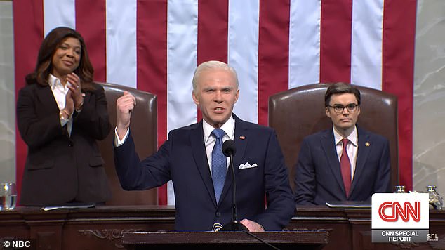 Mikey Day played Joe Biden on stage, in an energetic State of The Union speech