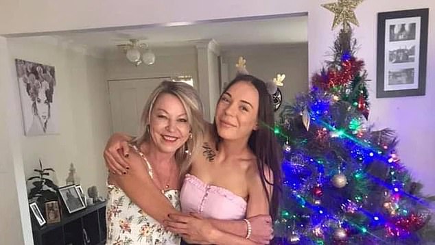 Mrs. Perry (left) and her daughter Carly Pirronelli (right) are pictured at Christmas