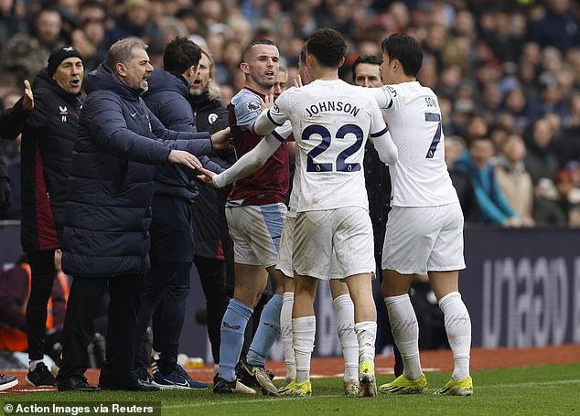 Brennan Johnson, Son Heung-min and James Maddison all confronted McGinn as things got heated on the sidelines