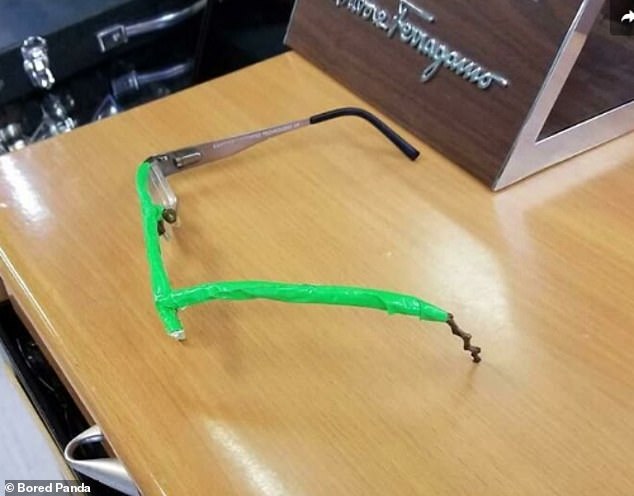 Creative thinking helped one person fix his glasses by replacing the broken arm with a... twig