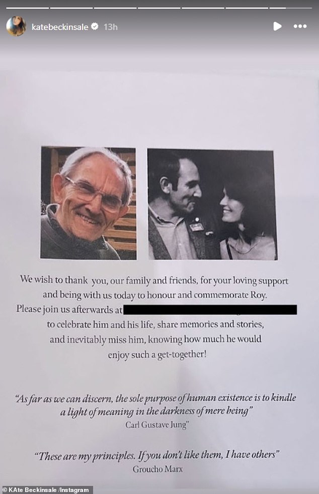 Last month, Kate shared a photo of Roy's order of service revealing that he had been cremated at Mortlake Crematorium near Kew in West London on Monday, February 19.