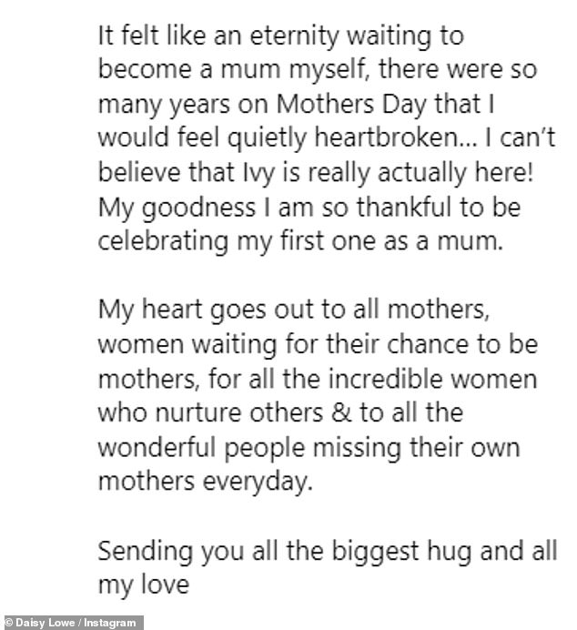 She wrote: 'Happy Mother's Day.  First of all to my epic mother @pearllowe without you, I wouldn't be here, I wouldn't be me, I wouldn't be the mother I am without you'