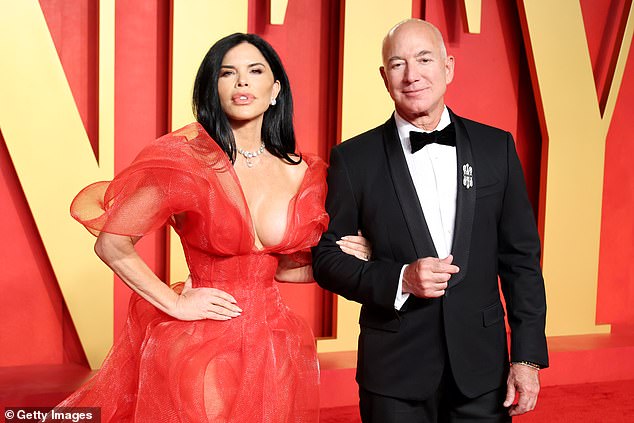 Biden's budget includes a 25% tax on billionaires like Jeff Bezos – seen above with Lauren Sanchez at the 2024 Vanity Fair Oscar Party