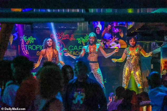 Dancers at Mango's Tropical Cafe South Beach on Ocean Avenue in Miami Beach, Florida, on March 10, 2024