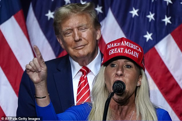 “Biden should apologize for apologizing to this murderer,” former President Donald Trump said at a rally in Georgia where he appeared with Rep. Marjorie Taylor Greene (R).