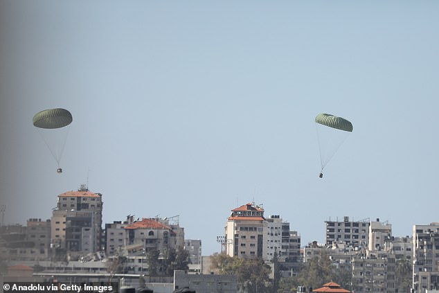 Planes drop humanitarian aid over the Gaza Strip as Israeli attacks and blockades continue to cause famine in Gaza City