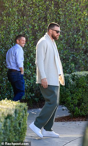 Kelce wasn't smiling when he showed up for lunch without his girlfriend Taylor Swift