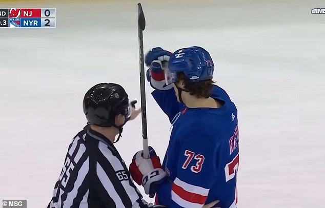 The 21-year-old rookie was given a five-minute major penalty and a game misconduct for the elbow