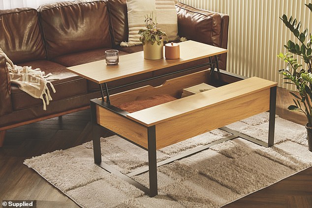 One product likely to sell out (pictured) is the industrial-style folding coffee table that doubles as a miniature dining table