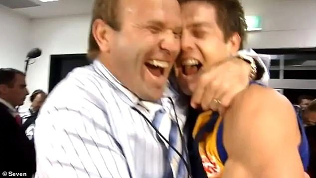 Chris Mainwaring (pictured with Ben Cousins) was inducted into the West Australian Football Hall of Fame in 2005