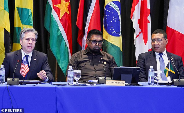 His resignation was quickly confirmed by Guyanese President Mohamed Irfaan Ali, the current Chairman of the Caribbean Community (CARICOM).  He is seen flanked by US Secretary of State Antony Blinken and Jamaican Prime Minister Andrew Holness