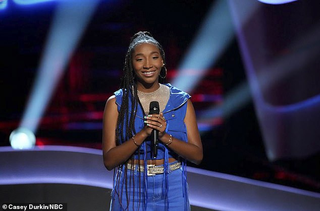 Elyscia, 20, from Baltimore, Maryland, closed the two-hour episode with her funky performance of Michael Jackson's PYT and almost got a four-chair turn