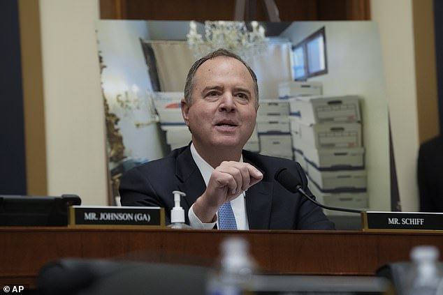 Schiff (pictured), the leading California Senate candidate, and other Democrats blasted Hur for including that information in the report, claiming he knew it would hurt Biden politically and create a firestorm.