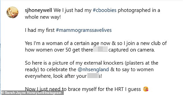 She joked about her former employer in her Instagram caption: “We just got my #cboobies photographed in a whole new way!