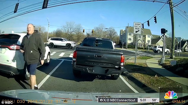 Thomas Brocuglio stopped at the intersection behind Ganter and honked at him for not making the right turn, prompting him to get out of his car