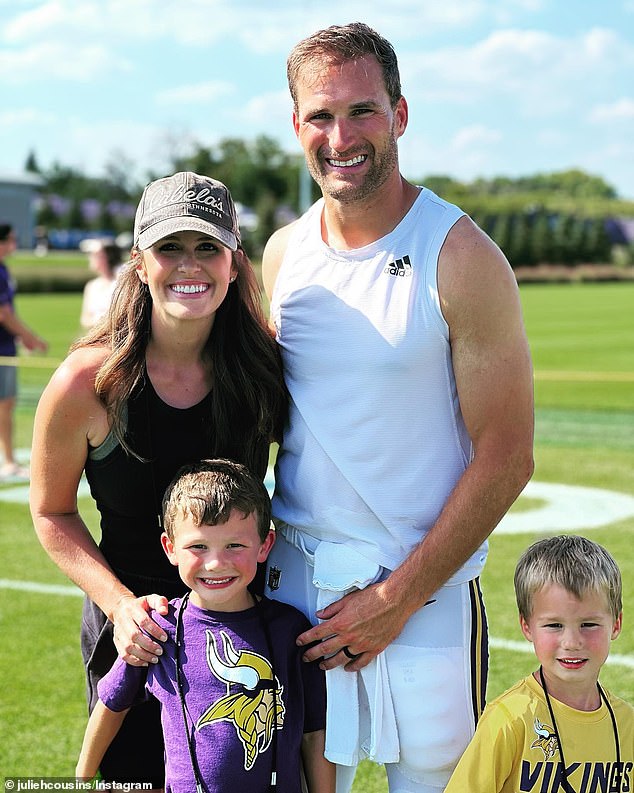 Julie and Kirk said “I do” in Atlanta in 2014 before the quarterback signed with the Vikings