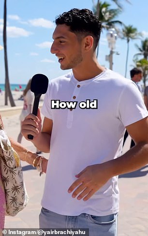 The septuagenarian was stopped on a beach boardwalk in Florida by content creator Yair Brachiyahu, who asked her a series of questions about her background and approach to life.