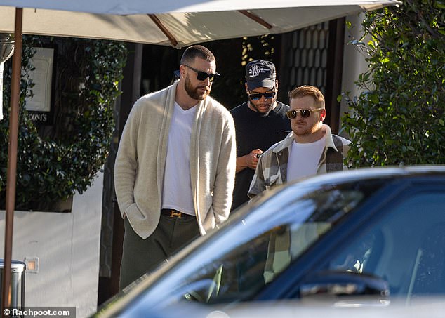 Kelce leaves Cecconi's in LA with his friends after having lunch hours after the Oscars