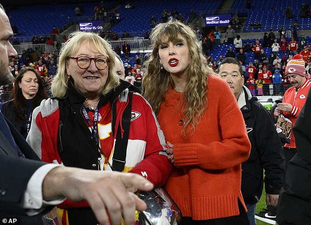 Swift (right) would grow even closer to Travis Kelce's mother Donna (left).