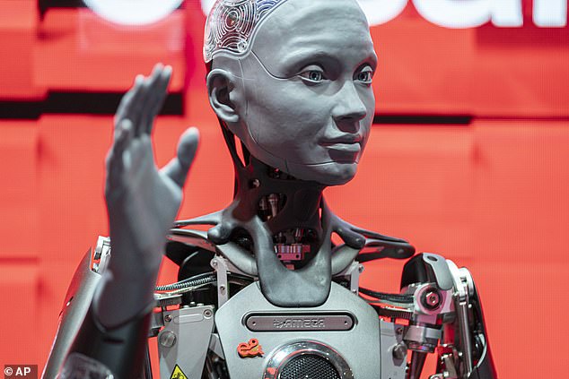 The Ameca Robot from Edisalat is photographed last month during the Mobile World Congress 2024 in Barcelona, ​​Spain