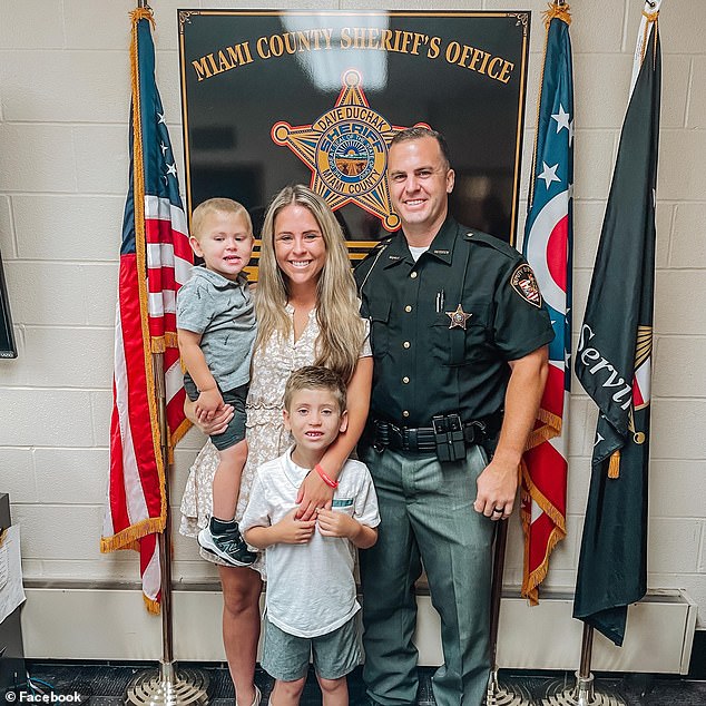 Grayson with his mother, her husband, Chris Naff, and his younger brother Beckett.  Siblings of affected children have a one-in-four chance of also developing the disease, and a 50 percent chance of being carriers, according to Boston's Children's Hospital.