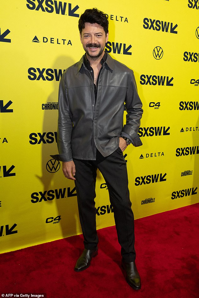 Spanish actor Alvaro Morte, 49, showed off his edgy style in a black leather jacket and trousers.  He completed his look with black boots