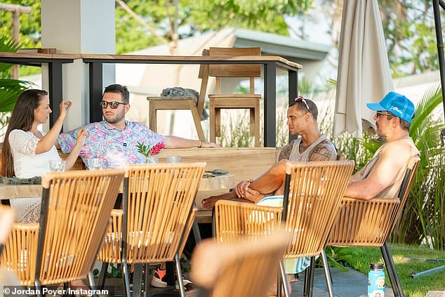 Dolphins safety Jordan Poyer posted a photo of himself and Rodgers (right) in Costa Rica