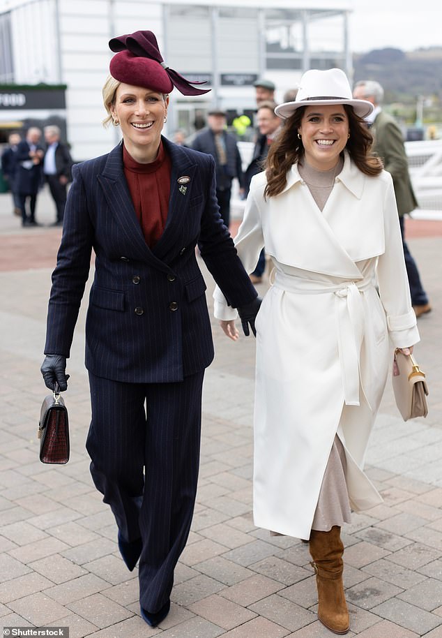 Pictured: Cousins ​​Zara Tindall and Princess Eugenie appeared in good spirits as they arrived in Cheltenham