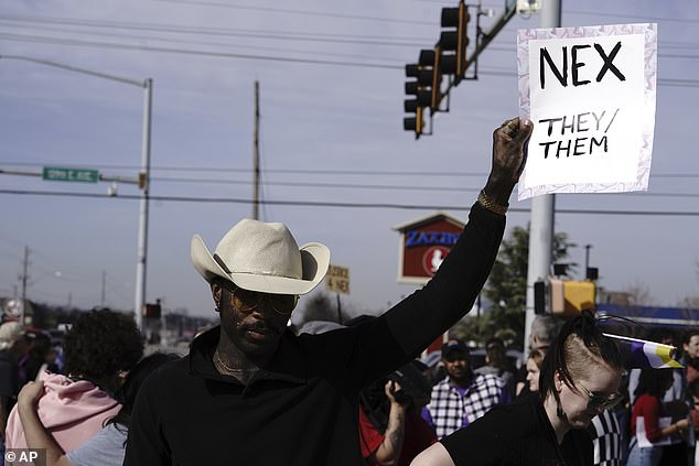 A walkout for Nex Benedict at Owasso High School on Monday, February 26