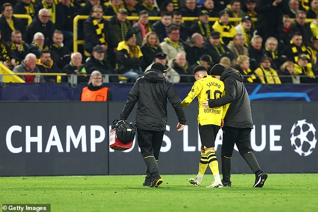 The winger limped off injured in the 75th minute at Signal Iduna Park on Wednesday