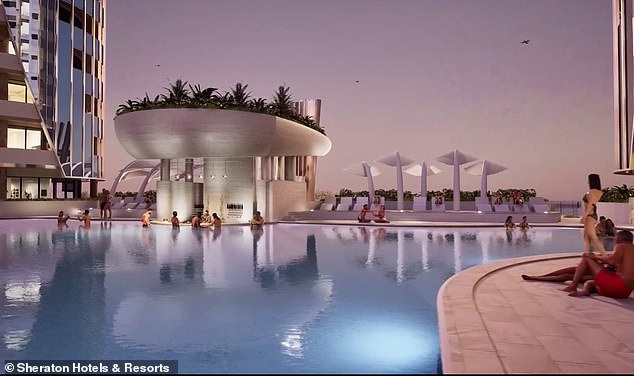 The new resort will feature three swimming pools (one pictured), outdoor terraces, BBQ areas, a rooftop bar, a kids' club, private cabanas, sundecks, water play areas and several residential apartments.