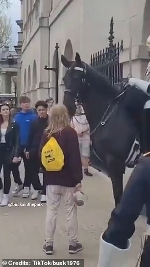 In a separate incident, a blonde woman was seen getting in the way of a security guard during the Horse Guards Parade