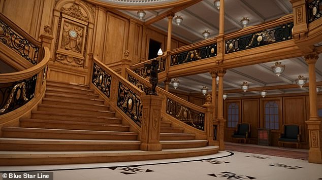 Animated 3D renderings of the interior bear a striking resemblance to the original RMS Titanic which was sunk on her maiden voyage in 1912