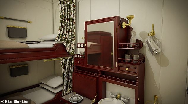 The cabins feature bunk beds and wooden cabinets, similar to those in old images of the original