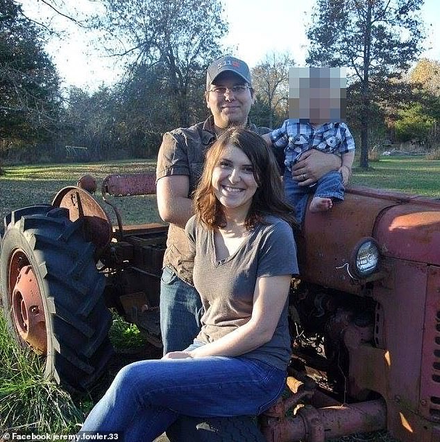 Fowler's husband, Jeremy Fowler, is pictured with her and one of their two children