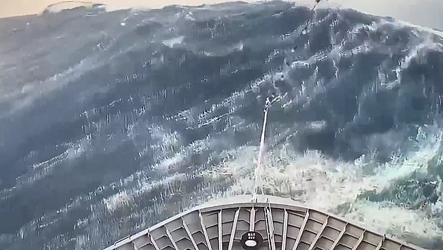 In December, terrifying footage emerged of the moment a Norwegian cruise ship with British tourists on board was hit by a 'rogue wave', sending passengers sliding across the floor and cutting out power during a violent storm in the North Sea.