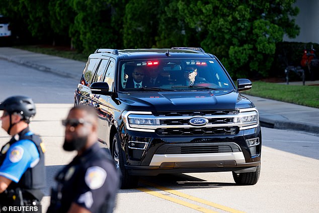 One of the vehicles in Trump's motorcade Thursday morning