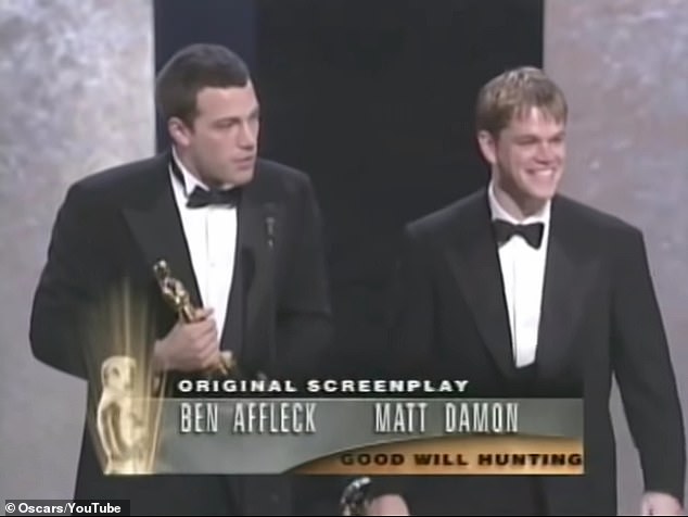 Damon and Ben Affleck were seen accepting the Oscar for best original screenplay, showing a glimpse of Driver glumly looking at her co-stars as Affleck shouted her out in their speech.