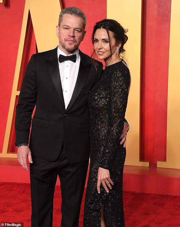 Damon, 53, has been married to Luciana Bozán since 2005 and the couple have three daughters - he attended the Vanity Fair Oscar party on Sunday where Driver was also in attendance