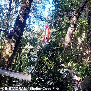 The life-saving parachute was still in the canopy when they arrived on scene