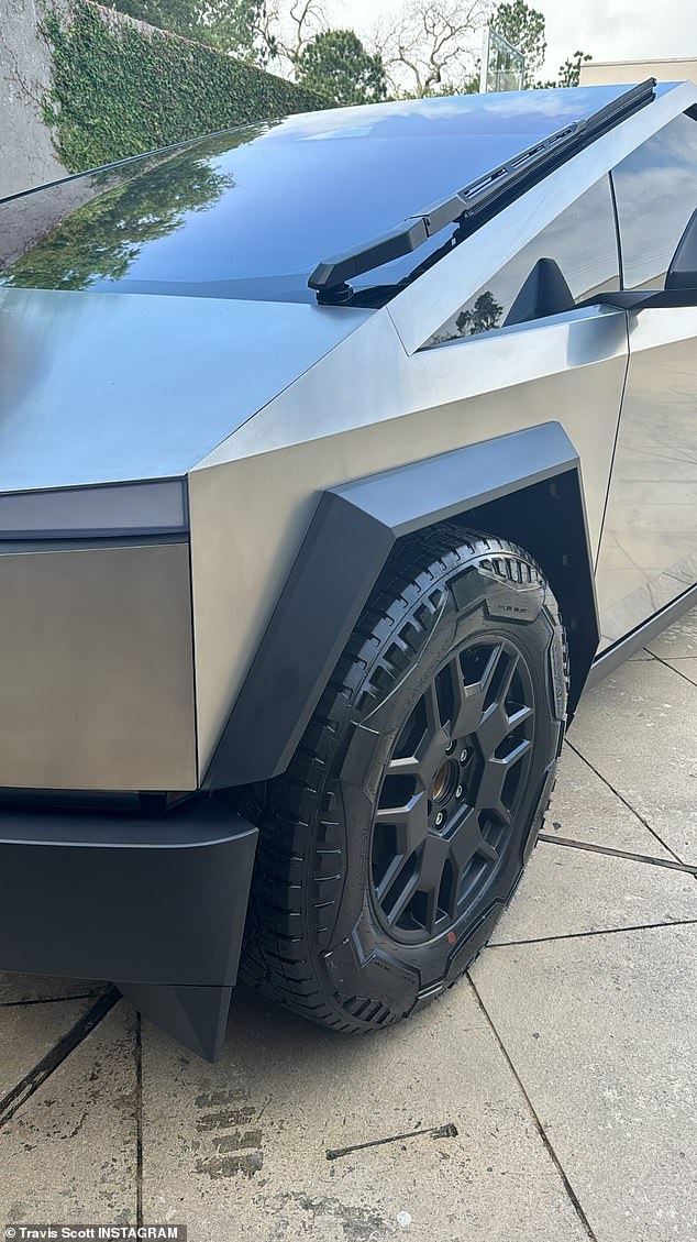 He also shared a close-up photo of himself showing off and admiring his Cybertruck