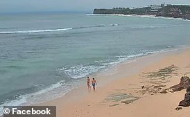 A member of the Bali Travel Forum shared this webcam screenshot of two people walking on the beach during Nyepi
