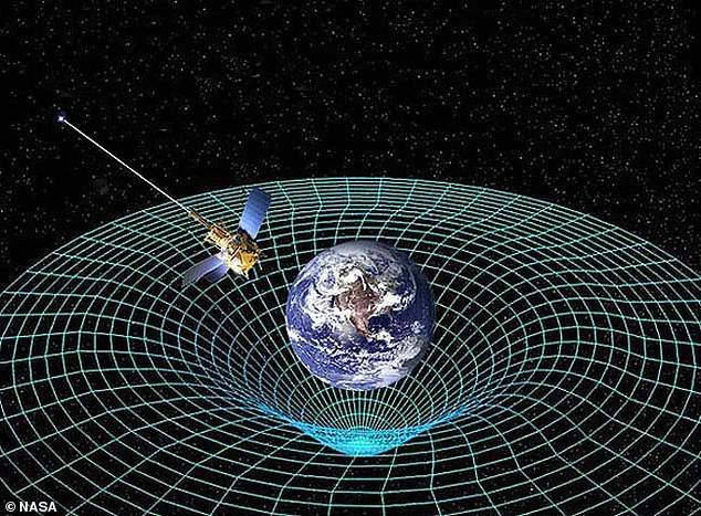 Pictured: A graphic artist's impression of the effect of Earth's gravity on spacetime