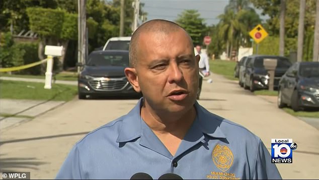 The two were arguing in a room when the man pulled a gun and shot himself, Miami-Dade police spokesman Alvaro Zabaleta said — before adding that it was the same bullet that killed the man who also ultimately stabbed her in the head.