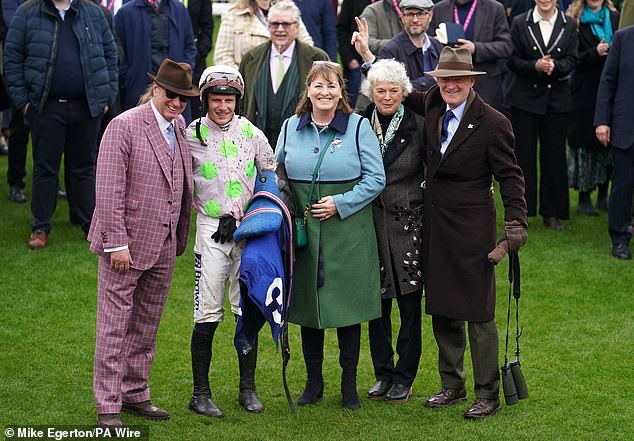 From left to right: Ricci Rich, jockey Paul Townend, owner Susannah Ricci, Jackie Mullins and trainer Willie Mullins after winning the My Pension Expert Arkle Challenge Trophy Novices' Chase with Gaelic Warrior