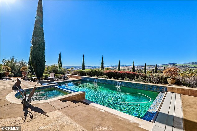 The pristine pool overlooks the San Diego coast